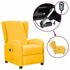 VidaXL Fauteuil électrique de massage Jaune Tissu