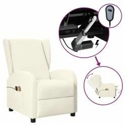 VidaXL Fauteuil de massage électrique à oreilles Crème Similicuir
