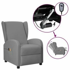 VidaXL Fauteuil de massage électrique à oreilles Gris Similicuir