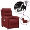 VidaXL Fauteuil électrique de massage Rouge bordeaux Tissu
