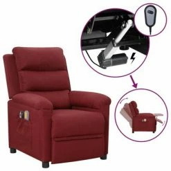 VidaXL Fauteuil électrique de massage Rouge bordeaux Tissu