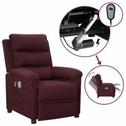 VidaXL Fauteuil électrique de massage Violet Tissu