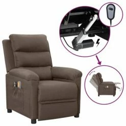 VidaXL Fauteuil électrique de massage Taupe Tissu