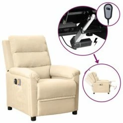 VidaXL Fauteuil électrique de massage Crème Tissu