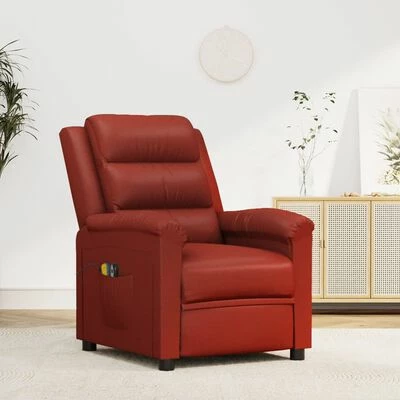 VidaXL Fauteuil électrique de massage Rouge bordeaux Similicuir 2 VidaXL Fauteuil électrique de massage Rouge bordeaux Similicuir – Image 2