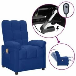 VidaXL Fauteuil de massage inclinable électrique Bleu Tissu