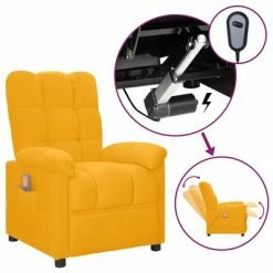 VidaXL Fauteuil de massage inclinable électrique Jaune Tissu