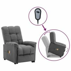 VidaXL Fauteuil inclinable de massage Gris clair Tissu