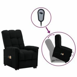 VidaXL Fauteuil inclinable de massage Noir Tissu