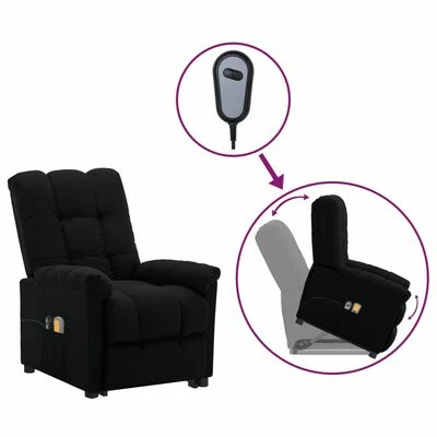 VidaXL Fauteuil inclinable de massage Noir Tissu 1 VidaXL Fauteuil inclinable de massage Noir Tissu