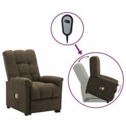 VidaXL Fauteuil inclinable de massage Marron Tissu