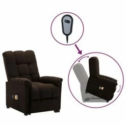 VidaXL Fauteuil inclinable de massage Marron foncé Tissu