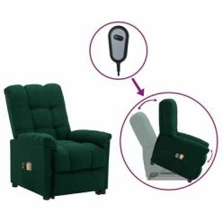 VidaXL Fauteuil inclinable de massage Vert foncé Tissu