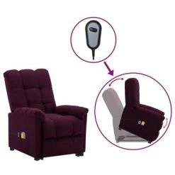 VidaXL Fauteuil inclinable de massage Violet Tissu