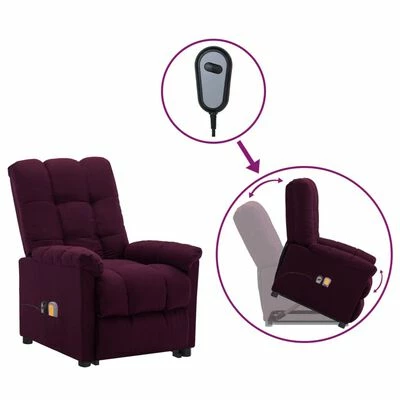 VidaXL Fauteuil inclinable de massage Violet Tissu 1 VidaXL Fauteuil inclinable de massage Violet Tissu