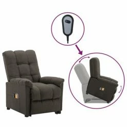 VidaXL Fauteuil inclinable de massage Taupe Tissu