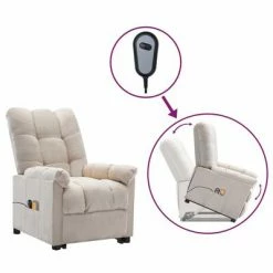 VidaXL Fauteuil inclinable de massage Crème Tissu