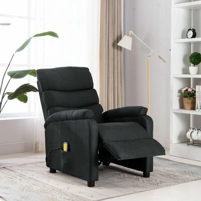 VidaXL Fauteuil inclinable de massage Gris foncé Tissu 2 VidaXL Fauteuil inclinable de massage Gris foncé Tissu – Image 2
