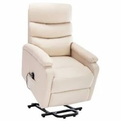 VidaXL Fauteuil inclinable de massage Crème Tissu