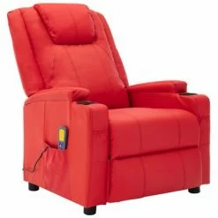 VidaXL Fauteuil de massage inclinable Rouge Similicuir