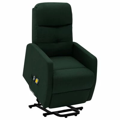 VidaXL Fauteuil inclinable de massage Vert foncé Tissu 1 VidaXL Fauteuil inclinable de massage Vert foncé Tissu