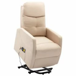 VidaXL Fauteuil inclinable de massage Crème Tissu