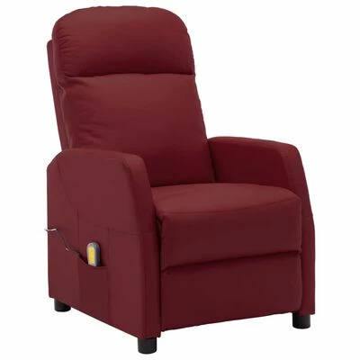 VidaXL Fauteuil de massage inclinable Rouge bordeaux Similicuir 1 VidaXL Fauteuil de massage inclinable Rouge bordeaux Similicuir