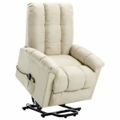 VidaXL Fauteuil inclinable de massage Crème Tissu