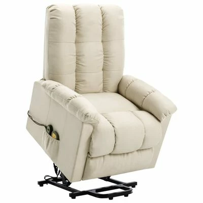 VidaXL Fauteuil inclinable de massage Crème Tissu 1 VidaXL Fauteuil inclinable de massage Crème Tissu