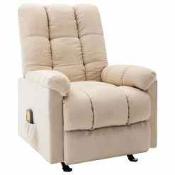 VidaXL Fauteuil de massage inclinable Crème Tissu