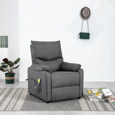 VidaXL Fauteuil inclinable de massage Gris foncé Tissu 2 VidaXL Fauteuil inclinable de massage Gris foncé Tissu – Image 2