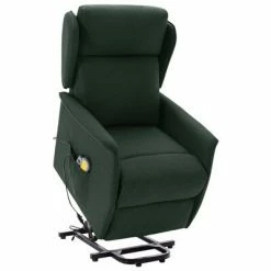 VidaXL Fauteuil de massage inclinable Vert foncé Tissu