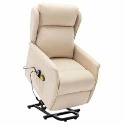 VidaXL Fauteuil de massage inclinable Crème Tissu