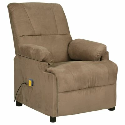 VidaXL Fauteuil de massage inclinable Taupe Similicuir daim 1 VidaXL Fauteuil de massage inclinable Taupe Similicuir daim