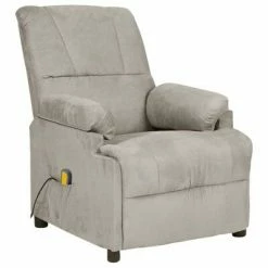 VidaXL Fauteuil de massage inclinable Gris clair Similicuir daim