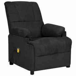 VidaXL Fauteuil de massage inclinable Noir Similicuir daim
