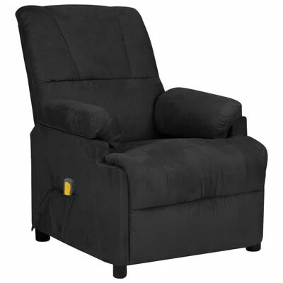 VidaXL Fauteuil de massage inclinable Noir Similicuir daim 1 VidaXL Fauteuil de massage inclinable Noir Similicuir daim