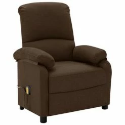 VidaXL Fauteuil de massage inclinable Marron foncé Tissu