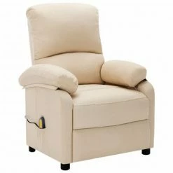 VidaXL Fauteuil de massage inclinable Crème Tissu