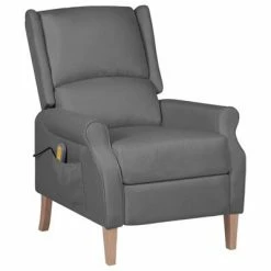 VidaXL Fauteuil de massage inclinable Gris clair Tissu