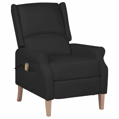 VidaXL Fauteuil de massage inclinable Noir Tissu 1 VidaXL Fauteuil de massage inclinable Noir Tissu