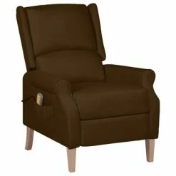 VidaXL Fauteuil de massage inclinable Marron foncé Tissu