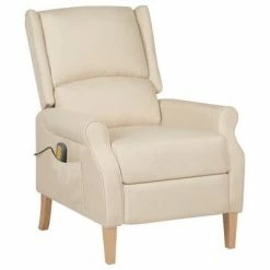 VidaXL Fauteuil de massage inclinable Crème Tissu