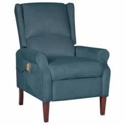 VidaXL Fauteuil de massage inclinable Bleu Velours