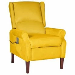 VidaXL Fauteuil de massage inclinable Jaune Velours