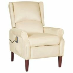 VidaXL Fauteuil de massage inclinable Crème Velours