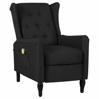 VidaXL Fauteuil de massage inclinable Noir Tissu 1 VidaXL Fauteuil de massage inclinable Noir Tissu