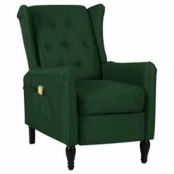 VidaXL Fauteuil de massage inclinable Vert foncé Tissu