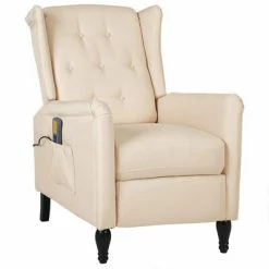 VidaXL Fauteuil de massage inclinable Crème Tissu