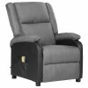VidaXL Fauteuil de massage inclinable Gris clair Similicuir et tissu